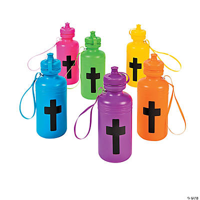 [13743115] Water Bottle Bright Cross Assorted Plastic (Single)
