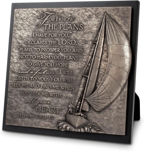 [11704L] Sculpture Plaque Sailboat Journey Resin