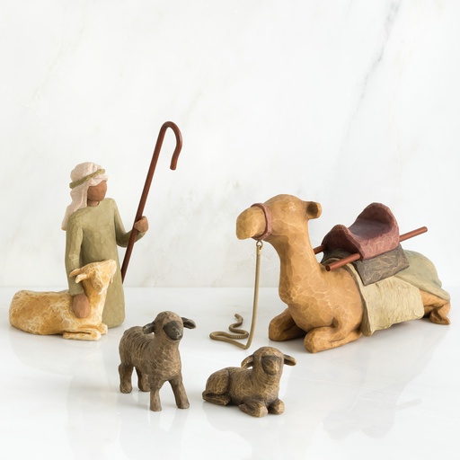 [26105] Nativity Shepherd and Stable Animals 5 Piece Willow Tree