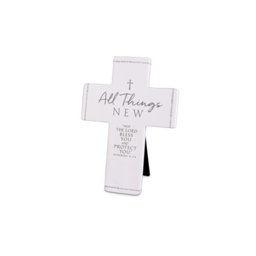 [11262L] Cross Cast Stone All Things New White