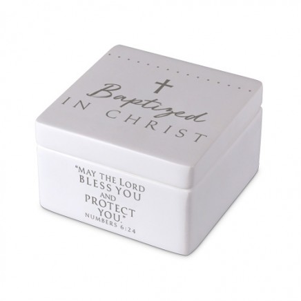 [40267L] Box Cast Stone Baptized In Christ White