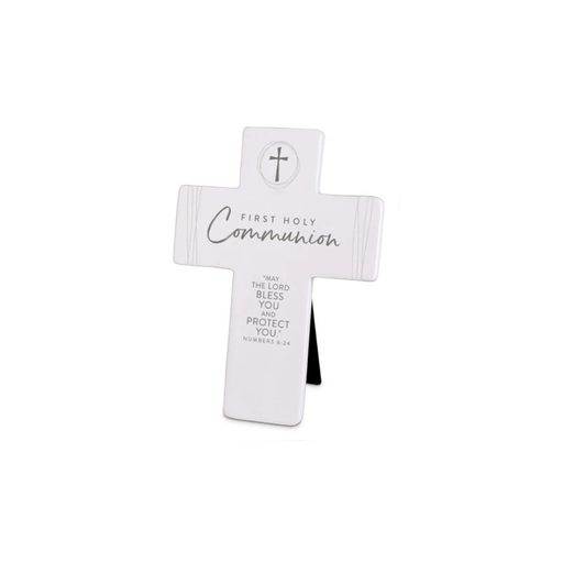 [11268L] Cross Cast Stone First Holy Communion White