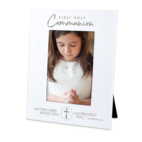 [17268L] Photo Frame Cast Stone First Holy Communion White