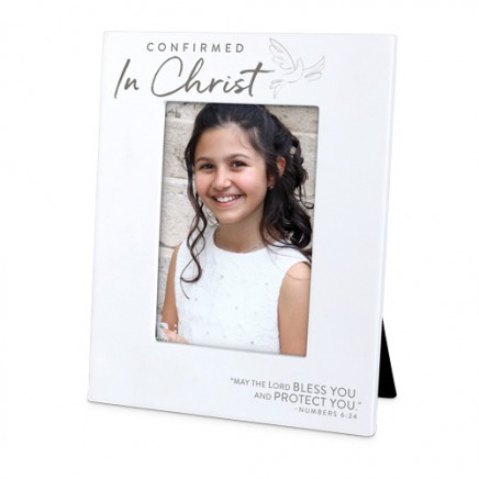 [17269L] Photo Frame Cast Stone Confirmed In Christ White