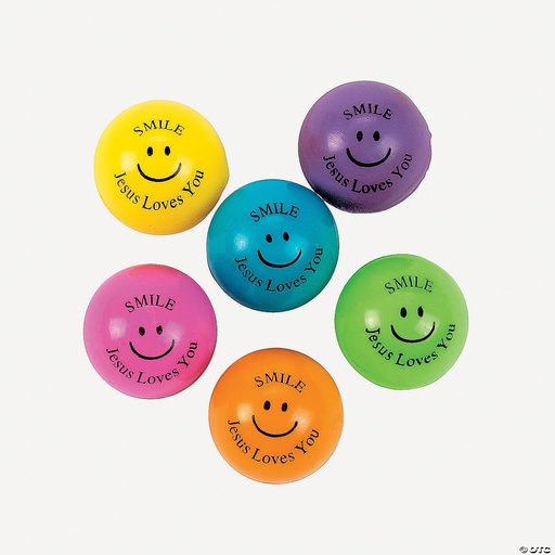 [39/1253SINGLE] Bouncy Balls Smile Jesus Loves You Assorted (Single)