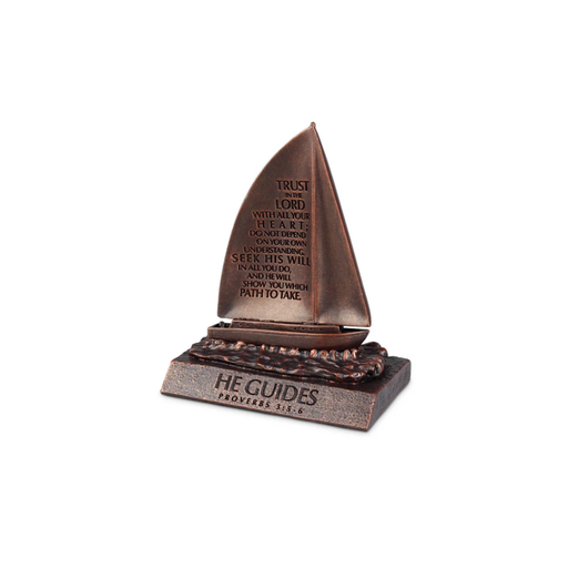[20160L] Sculpture Sailboat He Guides Small Bronze
