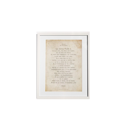 [FS31CL11] Plaque A3 Samoan Lord's Prayer White Frame