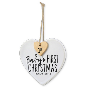 [12631L] Christmas Ornament Heart Baby's First Christmas