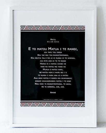 [FM21AN11] Plaque A2 Māori Lord's Prayer White Frame