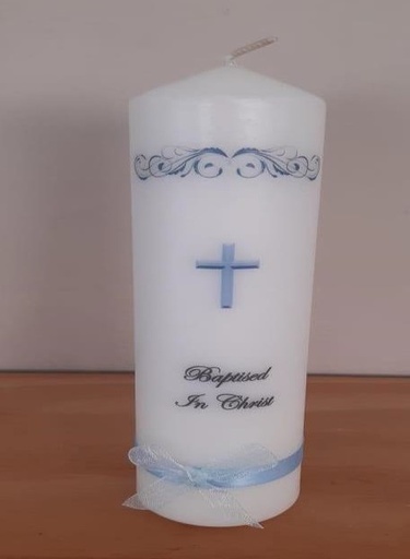 [BAP20AB003] Candle Baptised In Christ Blue (20x5.5cm)