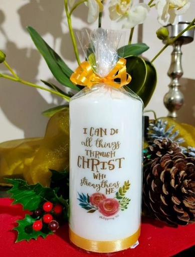 [SCR15BU021] Candle I Can Do All Things (6x15cm)