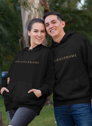 [HOOD2BLGI] Hoodie #In Jesus Name Black Large Gold Ink