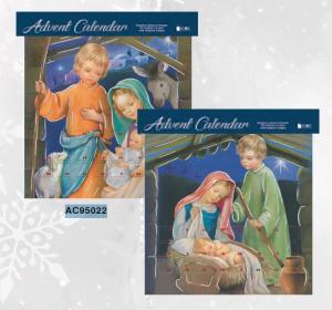 [AC95022] Advent Calendar Children Manger Scene With Glitter