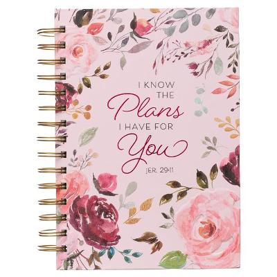 [JLW132] Journal I Know The Plans Pink Flowers Wirebound