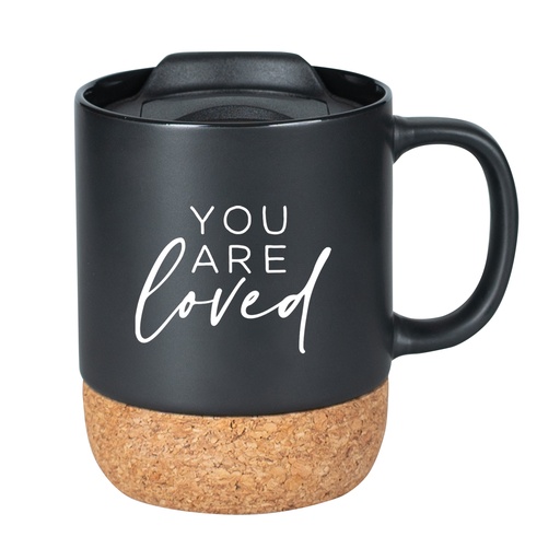 [4698] Travel Mug Cork Bottom You Are Loved Black