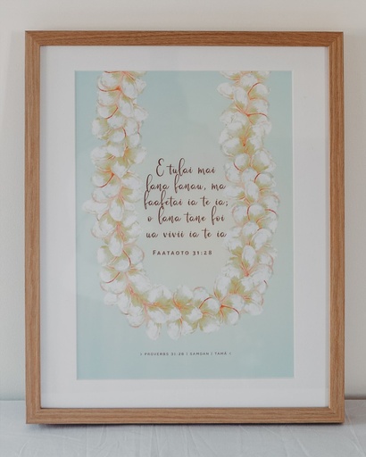 [FS32SU21] Plaque A3 Samoan Ula Green Prov 31:28 Natural Frame