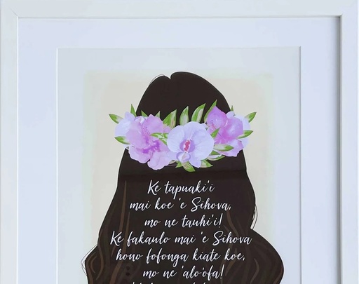 [FT31SU43] Plaque Tongan Blessing On You Hair White Frame A3