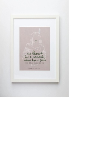 [FM41AN21] Plaque A4 Māori Wahine Toa  Blessing White Frame