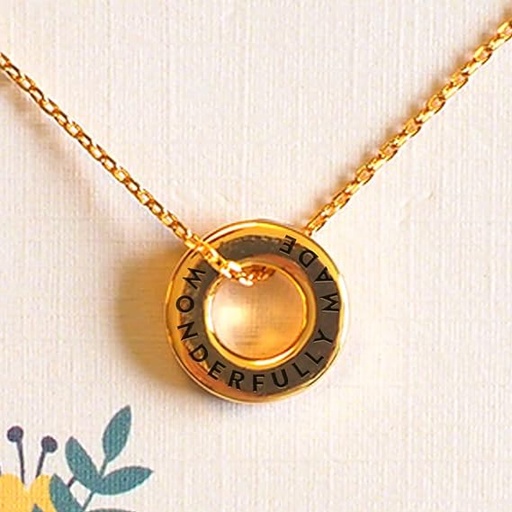 [GTNJ107] Necklace You Are Wonderfully Made Gold Plated Brass