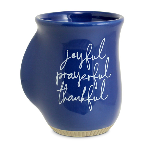 [18369L] Mug Handwarmer Joyful Prayerful Thankful Blue