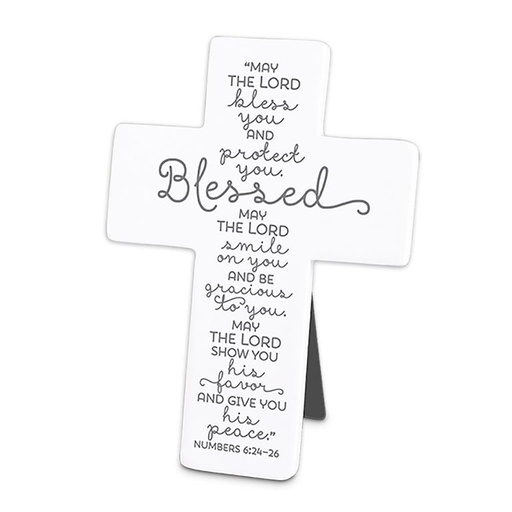 [11943L] Cross Blessed Baby White Resin