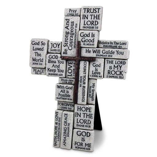 [11558L] Cross Stacked Stones Gray Resin