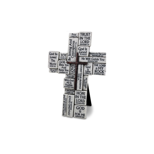 [11558L] Cross Stacked Stones Gray Resin