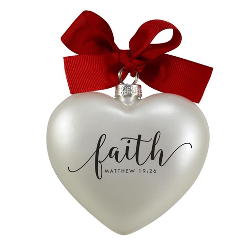 [12804L] Ornament Heart Faith Glass w/Gift Box