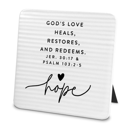 [40451L] Tile Plaque Hope Psalm 103:2-5 White