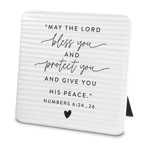 [40452L] Tile Plaque Bless You and Protect You White