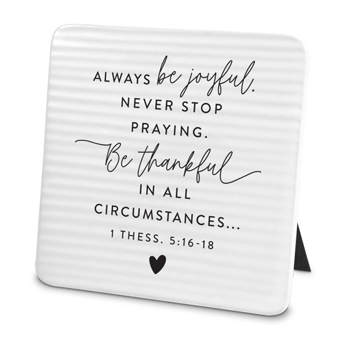 [40453L] Tile Plaque Be Joyful 1 Thess 5:16 White