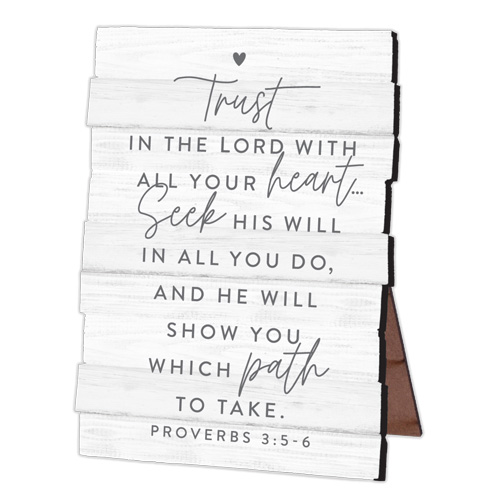 [45040L] Plaque Desktop Trust Stacked White Wood