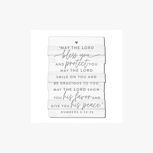 [45044L] Plaque Blessing Stacked Medium White Wood