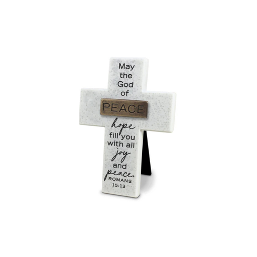 [11162L] Cross Peace Copper Accented White