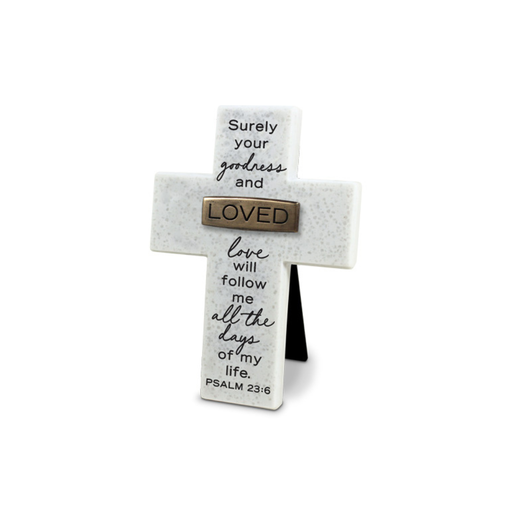 [11163L] Cross Loved Copper Accented White