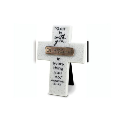 [11164L] Cross Blessed Copper Accented White