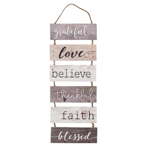 [LSH0001] Hanging Sign Grateful Love Believe Stacked Wood