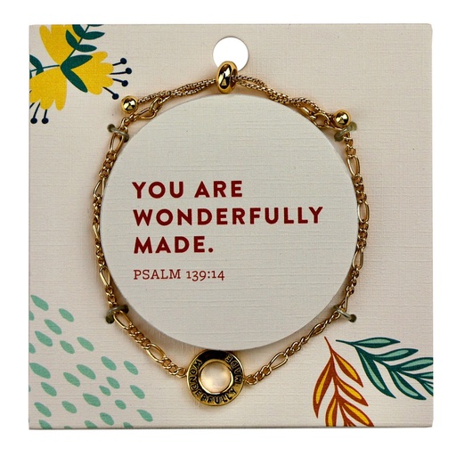 [GTBJ110] Bracelet You Are Wonderfully Made Brass Gold Plated