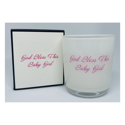 [GIRL1] Candle God Bless This Baby Girl Champagne/Strawberry
