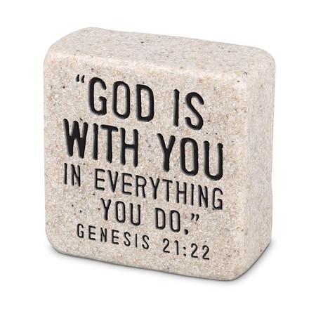 [40767L] Scripture Stone God Is With You Cast Stone