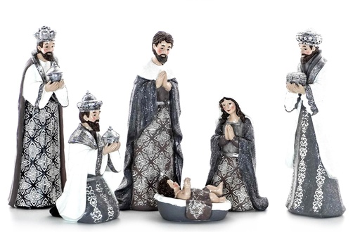 [NR795] Nativity 6 Piece Silvershell Medium Set
