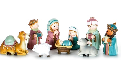 [NV649] Nativity Set 9 Piece Mini Pastel