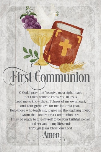 [9470] Plaque First Communion Silver Edge MDF