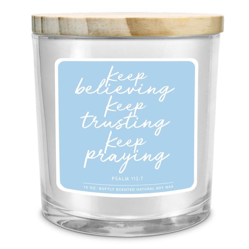 [35010L] Candle Keep Believing Trusting Praying Blue