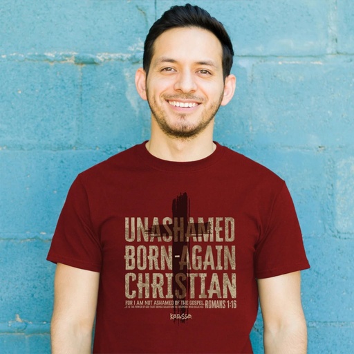 [APT4547XL] Tshirt Born Again Unashamed Garnet XL