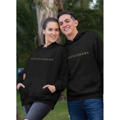 [HOOD2B3XLGI] Hoodie # In Jesus Name Black 3XL Gold Ink