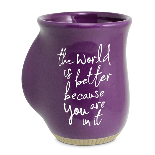 [18380L] Mug Handwarmer The World Is Better Purple