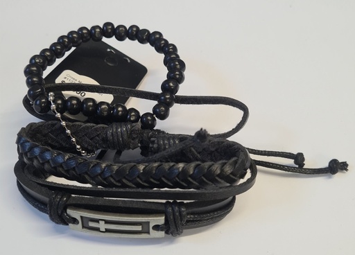 [1137] Multi Bracelet Cross Black
