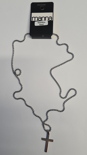 [1143] Necklace Cross on Chain Stainless Steel Silver 54cm