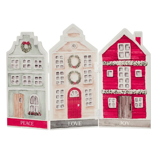 [CHR112]  Christmas Table Decor Tri-Fold House MDF 